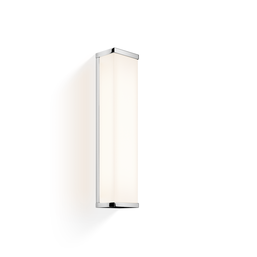 Chrome wall mounted bathroom light with opal cover