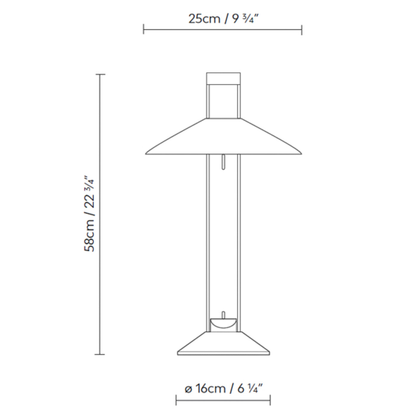 Adjustable metal table lamp Dimensions