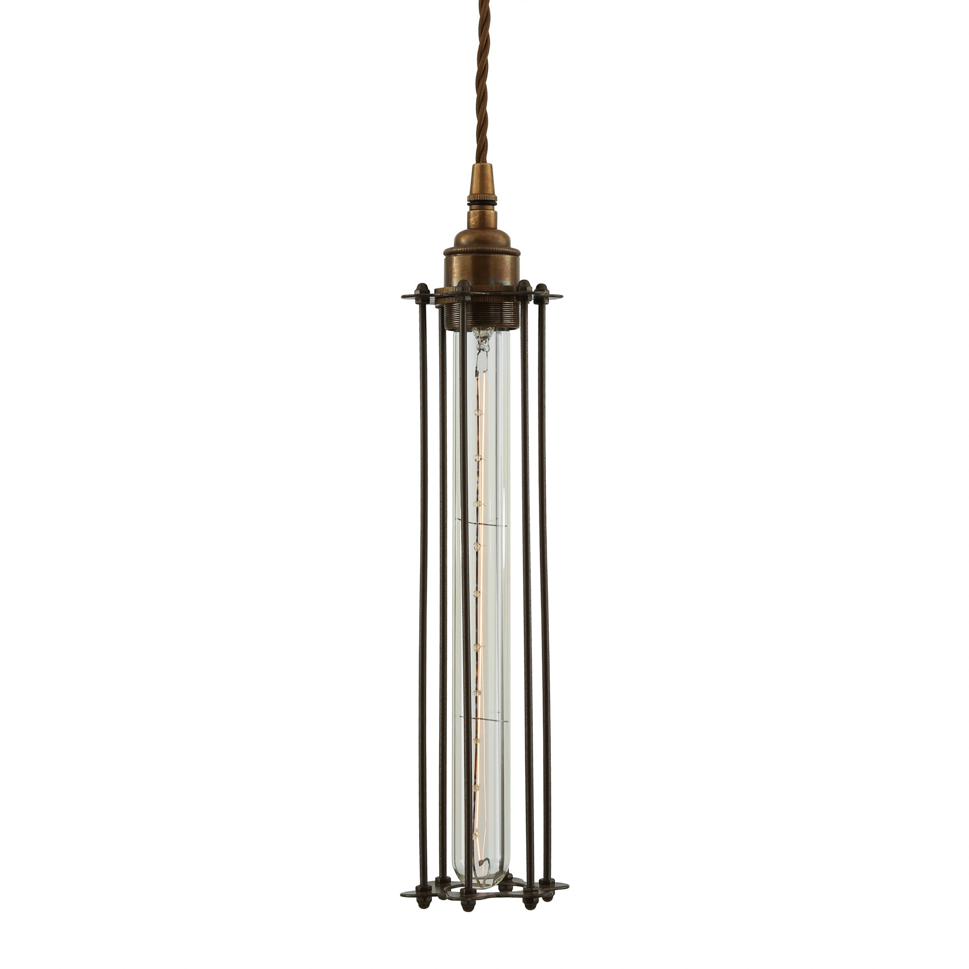 Beirut Pendant in Antique Brass with Bronze Cage