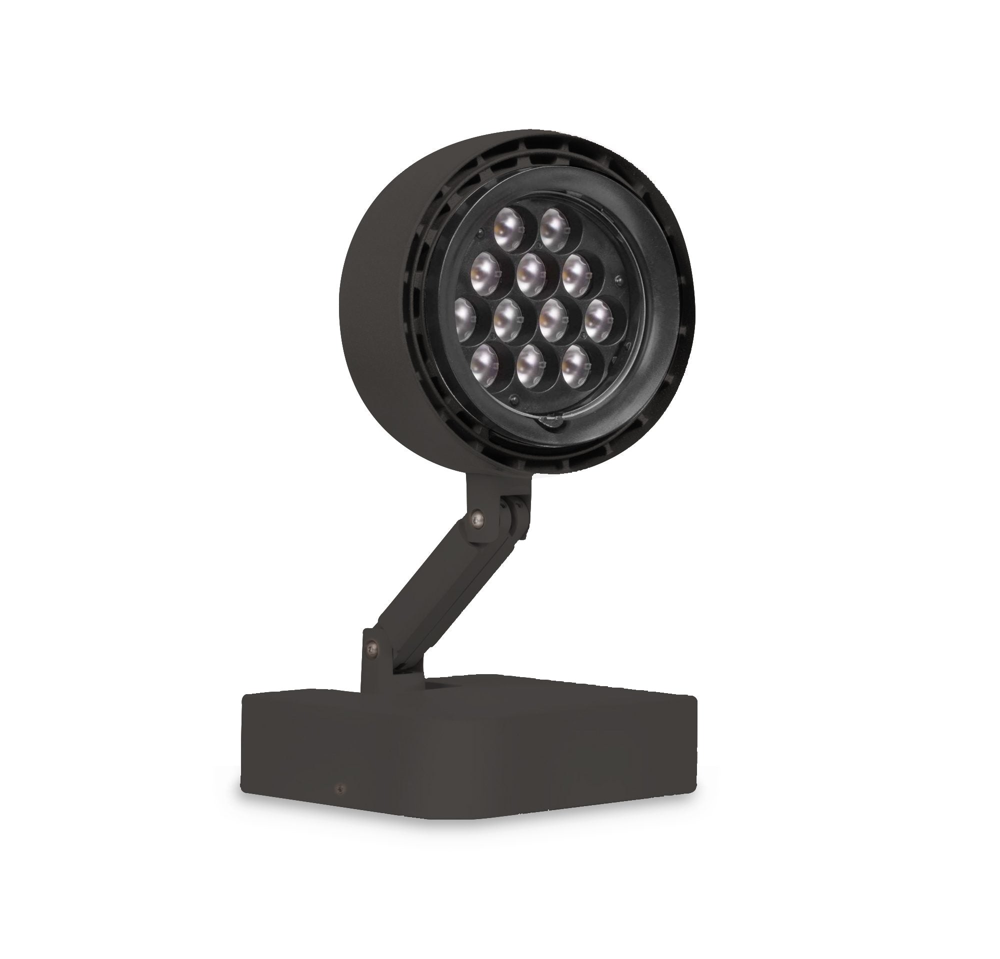 Concrete Grey spotlight with adjustable arm on a white background