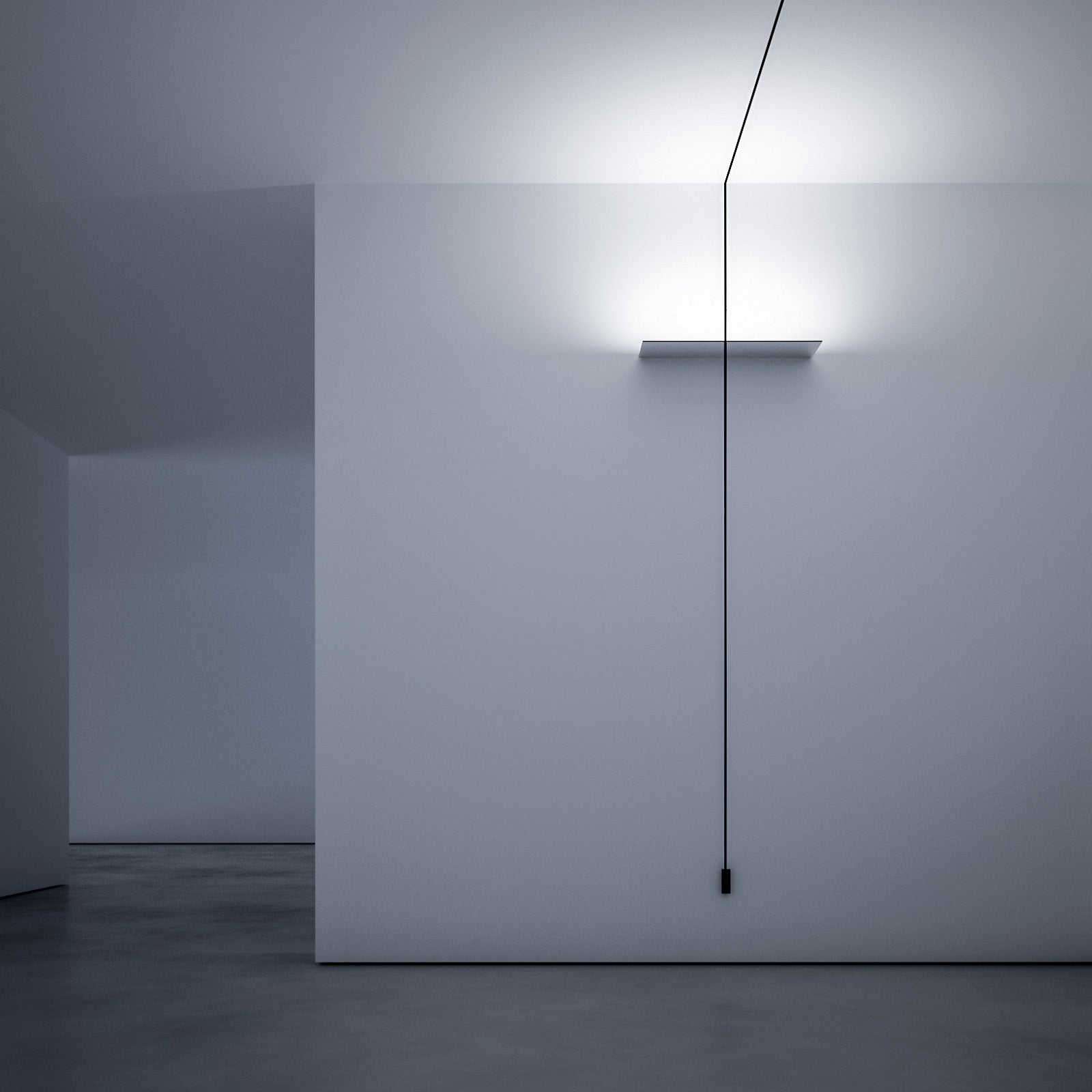 Mirror finished LED wall light on white wall