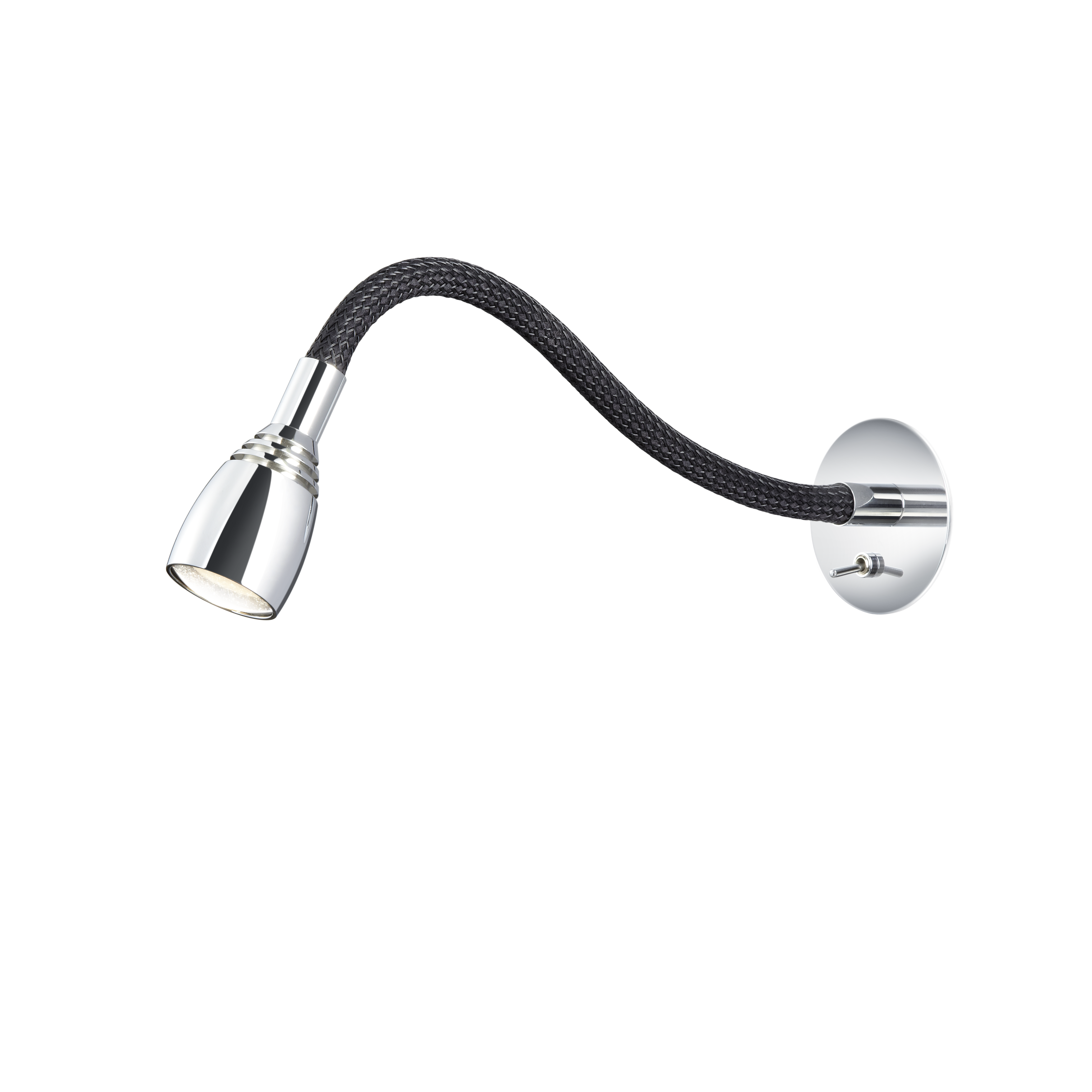 Wall Mounted Adjustable Reading Light in Chrome and Black Mesh