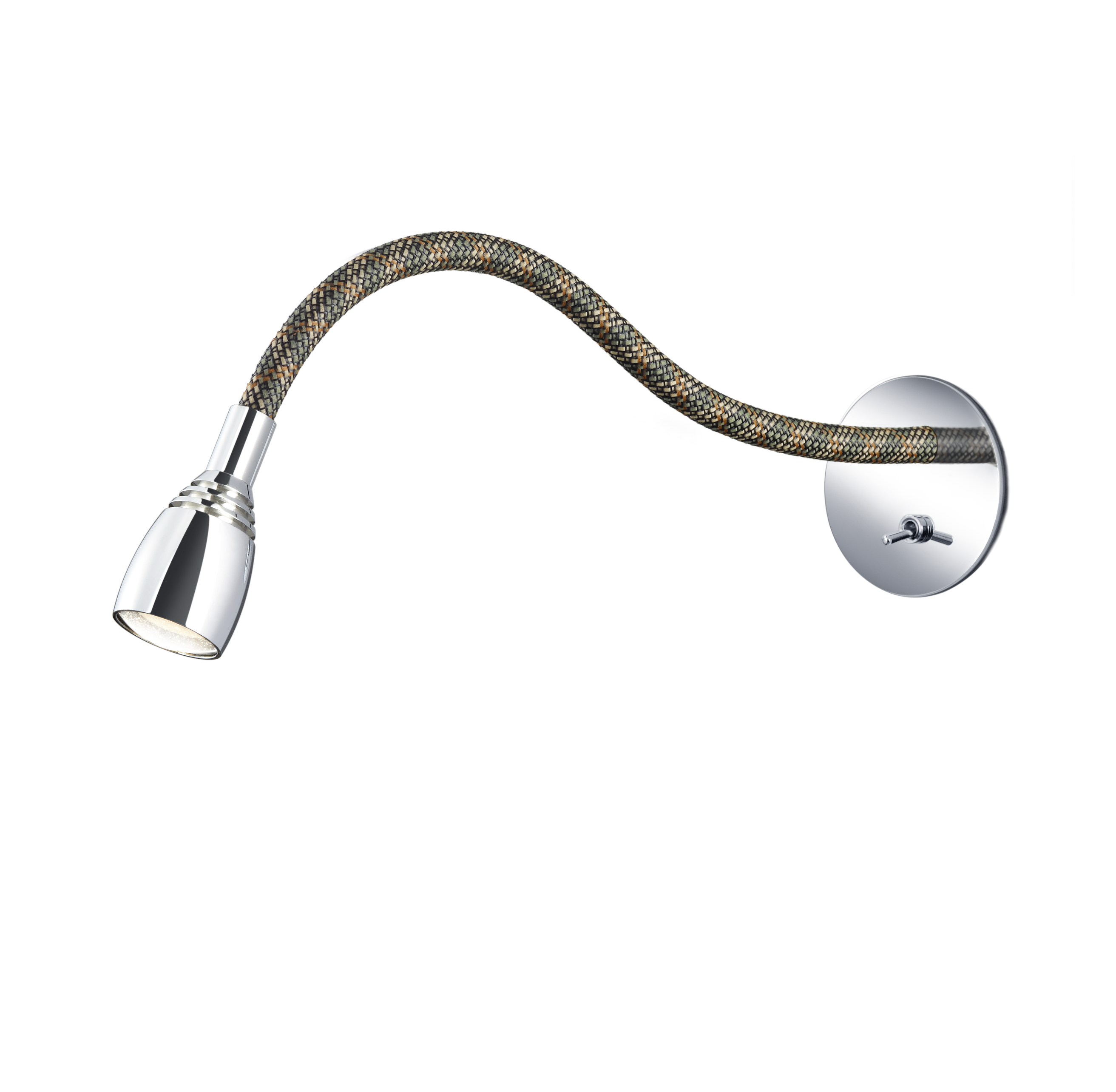Wall Mounted Adjustable Reading Light in Chrome and Camouflage Green