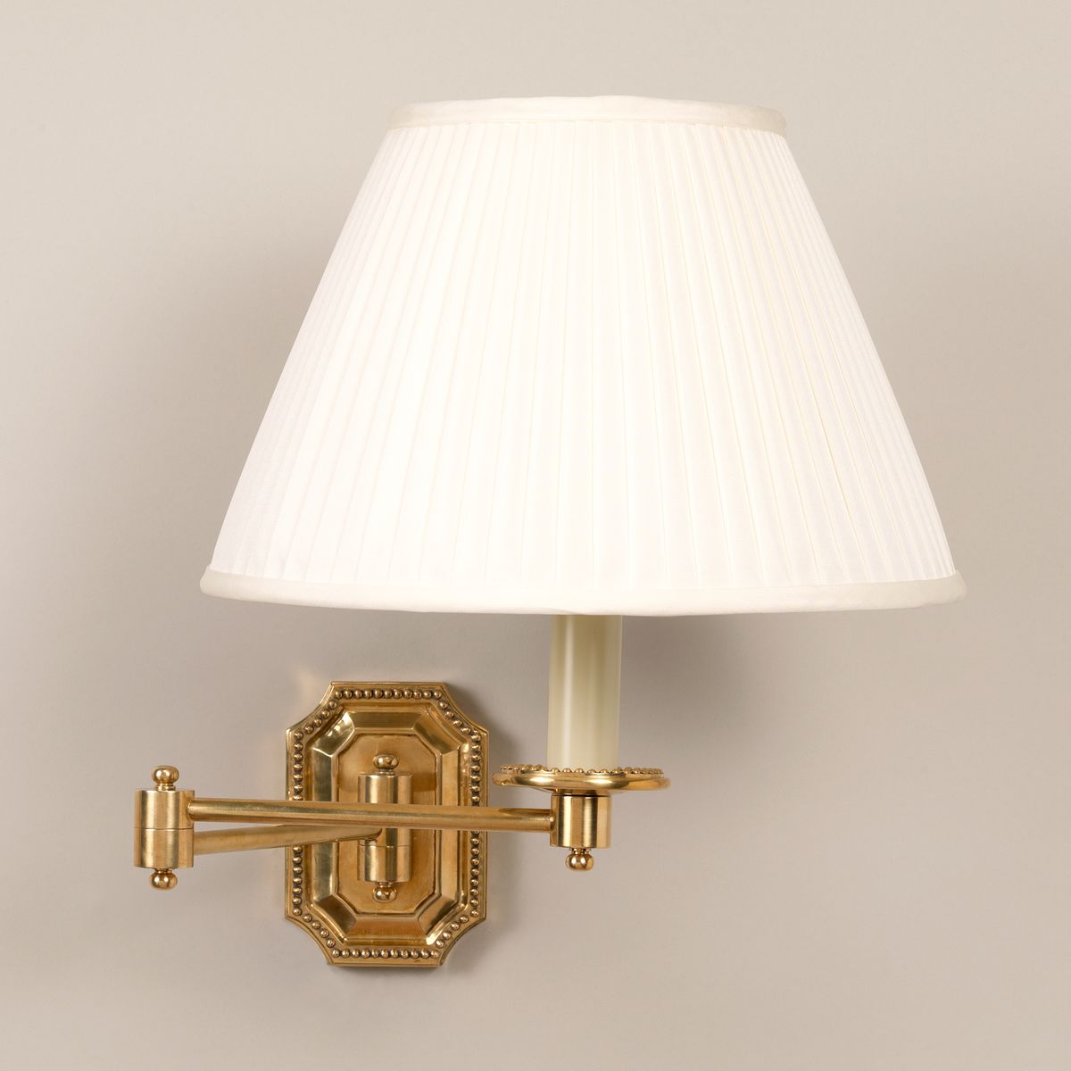 Billington Swing Arm Wall Light - Polished Brass with Cream Shade