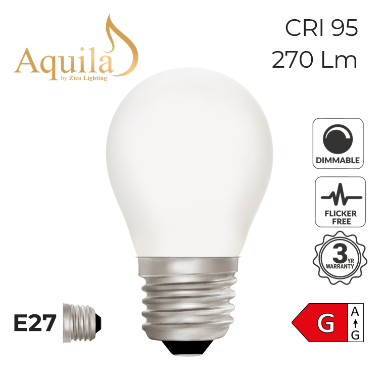 G45 Golfball Porcelain 4W E27 2000-2800K Dim-to-Warm Filament Lamp NEW*
