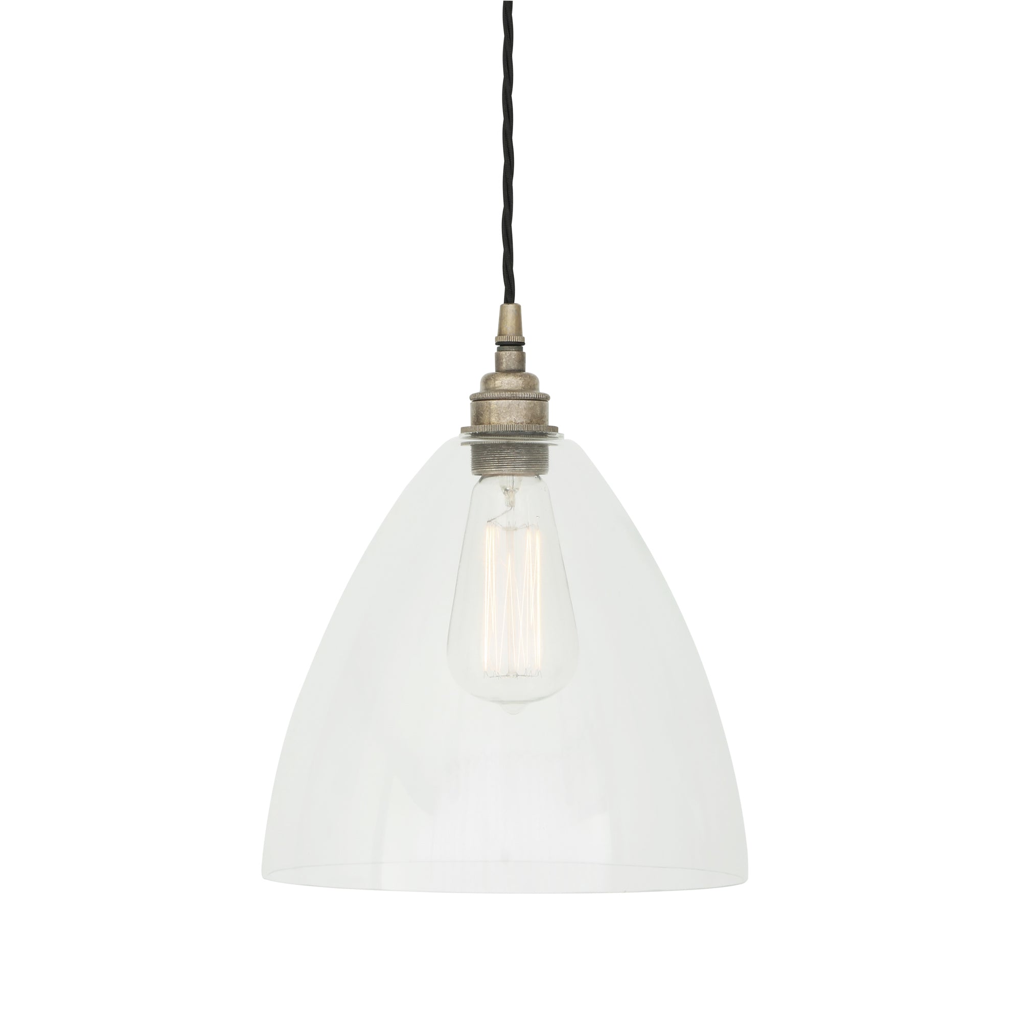 Luang Holophane Glass Pendant Light with Brass Lampholder