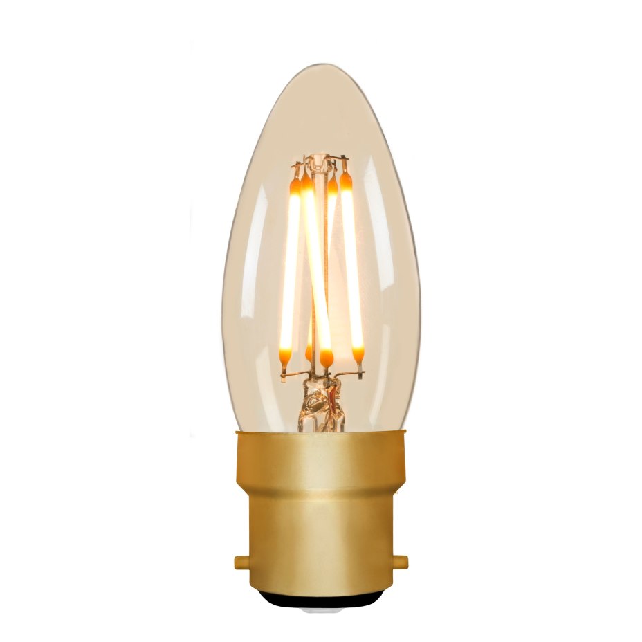 C35 Candle Amber 4W B22 2000K Filament Lamp NEW*
