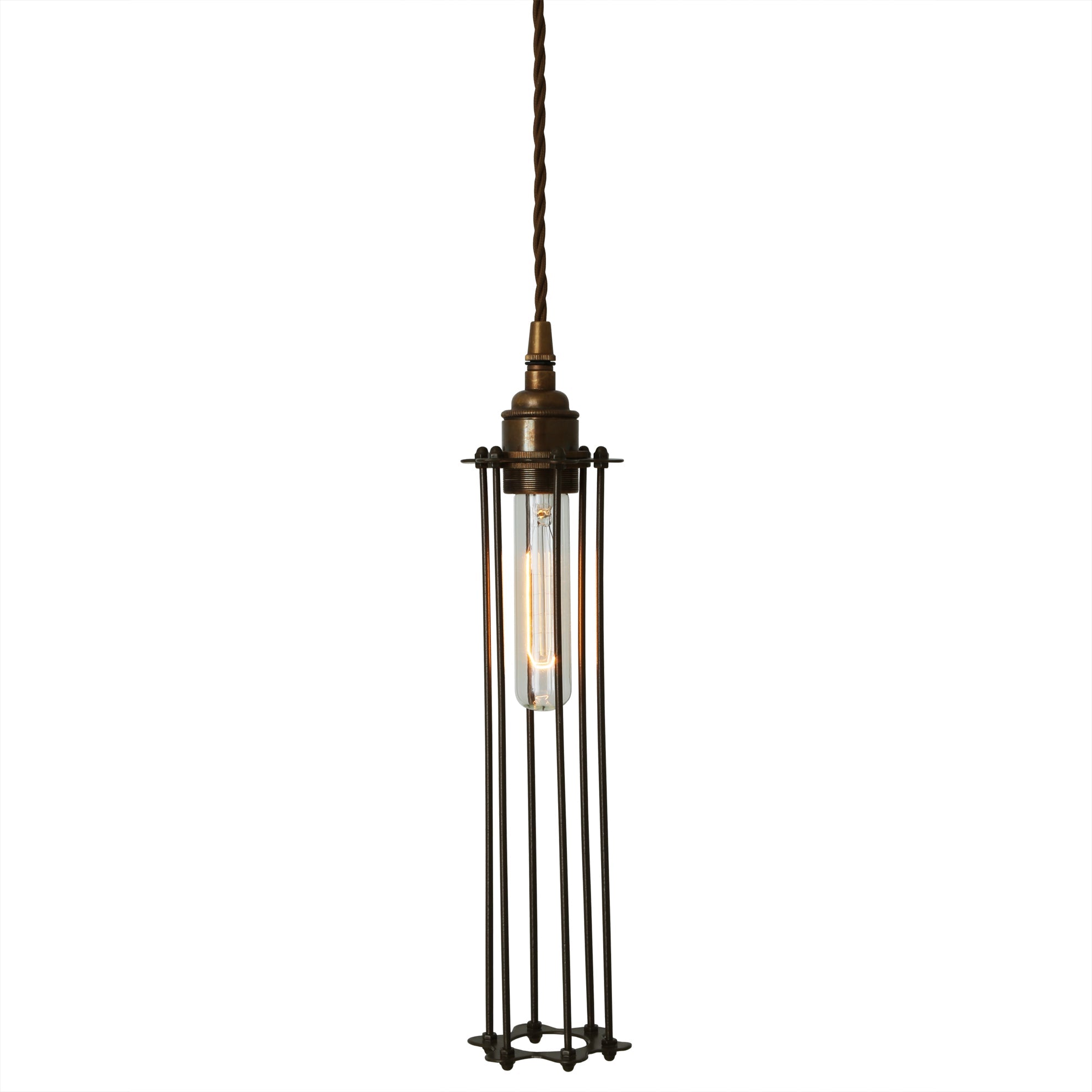 Beirut Pendant in Antique Brass with Bronze Cage