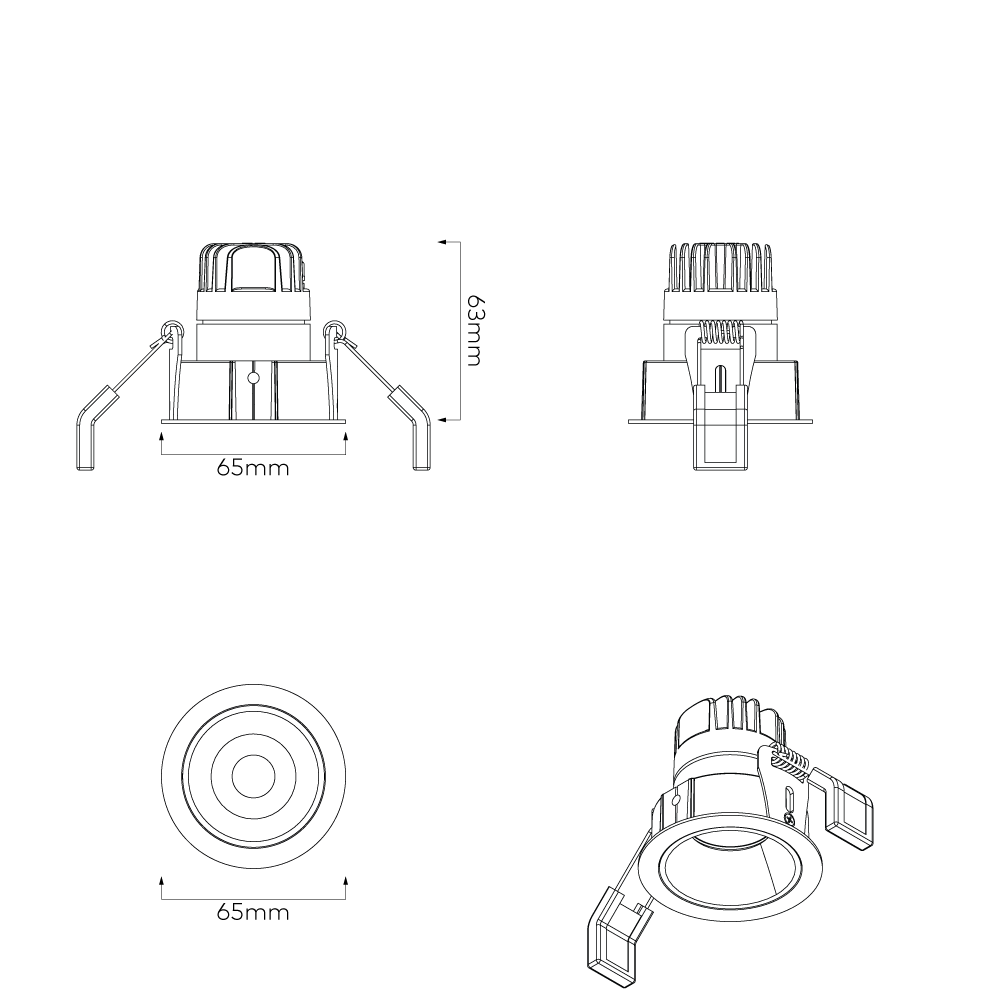 Technical drawing of a light fixture with dimensions on a white background