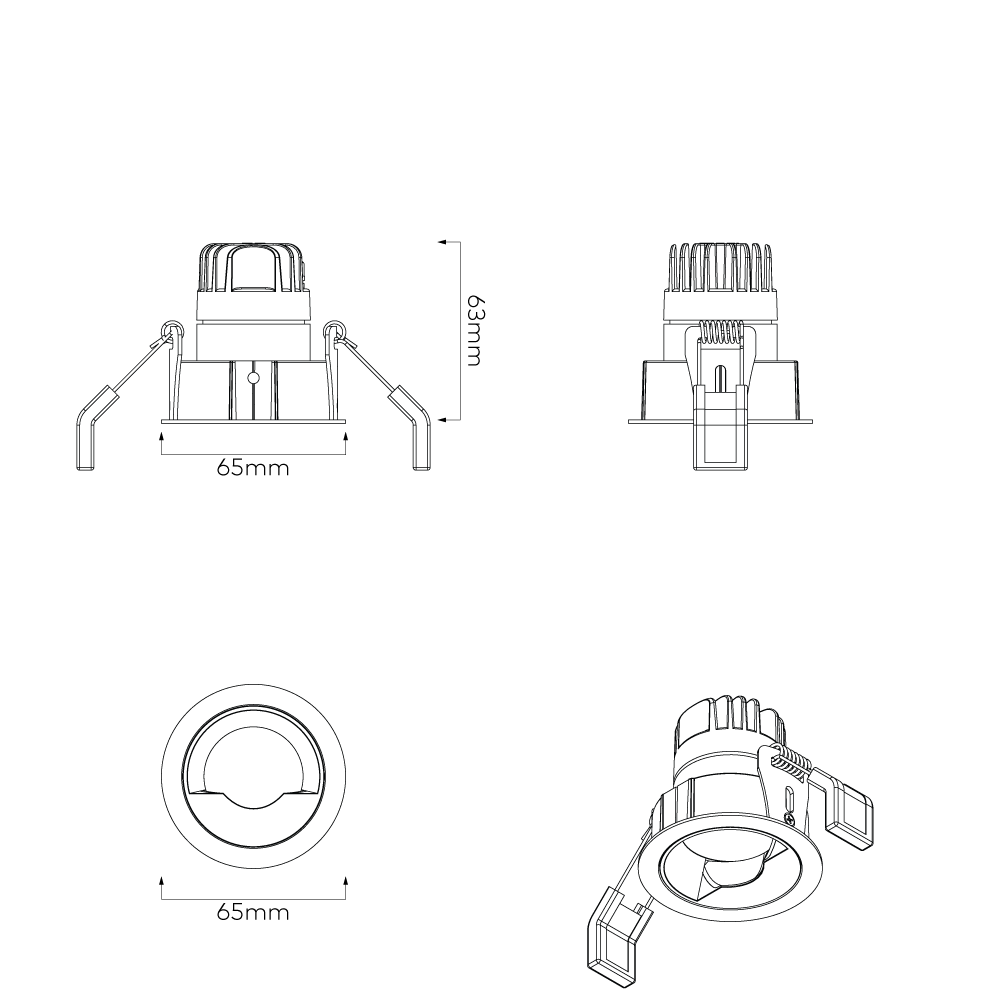 Technical drawing of a light fixture with dimensions