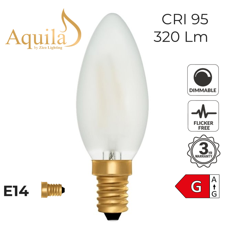 C35 Candle Frosted 4W E14 2200K Filament Lamp NEW*