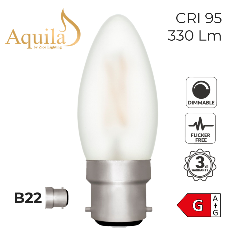 C35 Candle Frosted 4W B22 2700K Filament Lamp NEW*