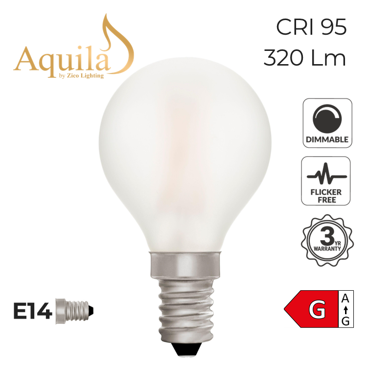 G45 Golfball Frosted 4W E14 2700K Filament Lamp NEW*