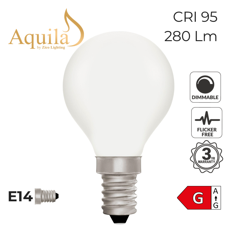 G45 Golfball Porcelain 4W E14 2700K Filament Lamp NEW*