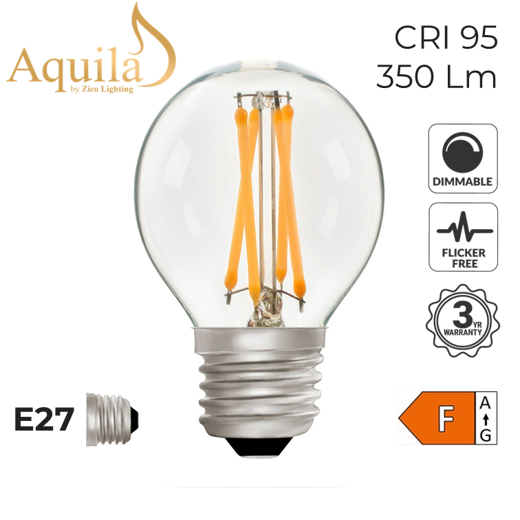 G45 Golfball Clear 4W E27 2700K Filament Lamp NEW*